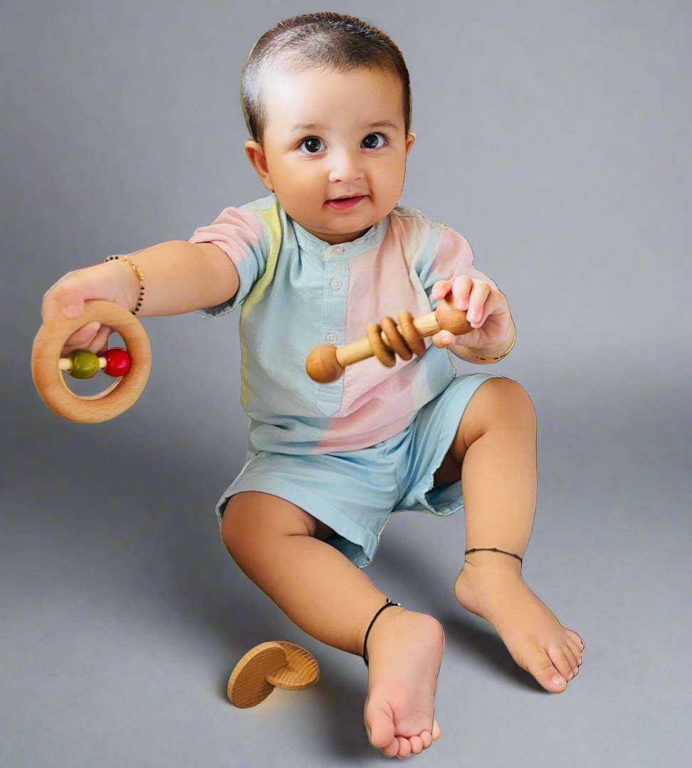 wooden baby toy mother touch toys