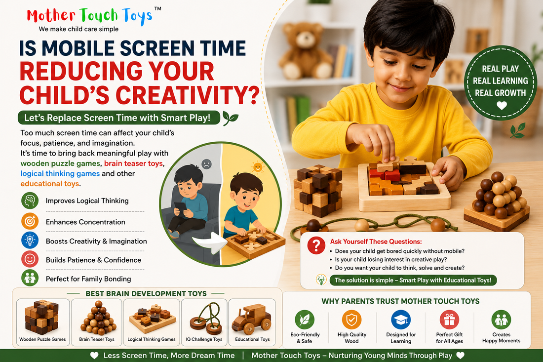 Educational wooden brain teaser toys for kids by Mother Touch Toys