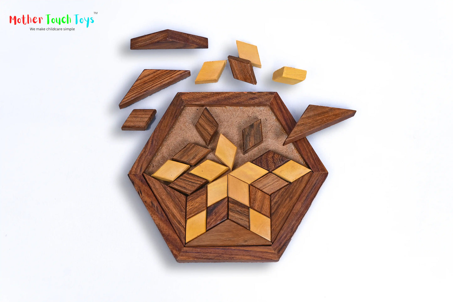 wooden hexagonal puzzle  mother touch toys