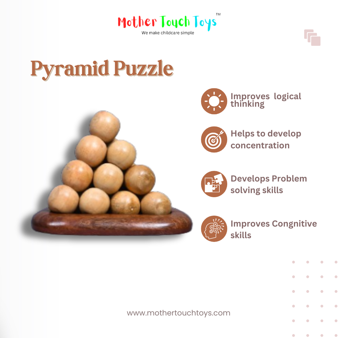 Wooden Stacking Pyramid Puzzle for Kids | Mother Touch Toys