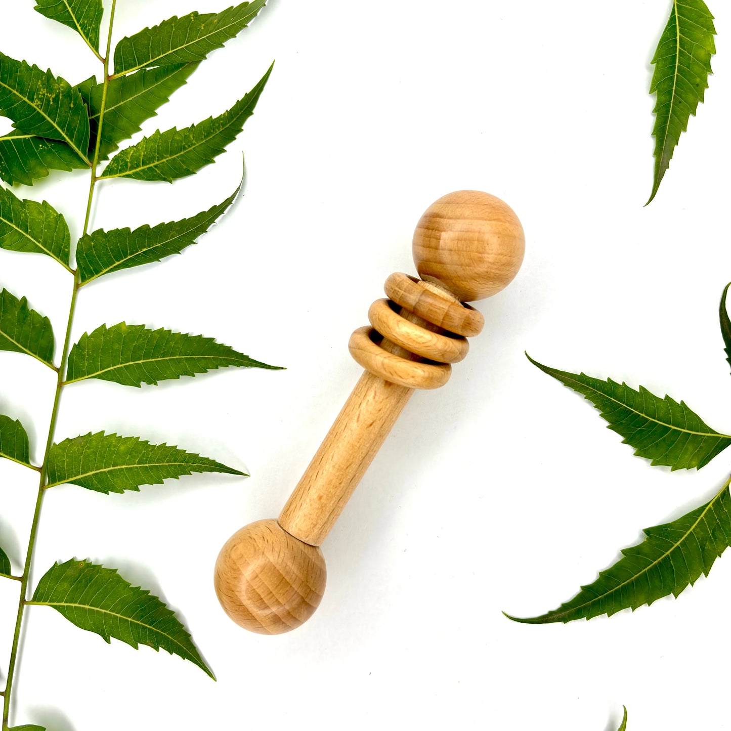 Neem Wood Dumbbell for Babies – Natural Wooden Baby Toy for Grasping & Sensory Play
