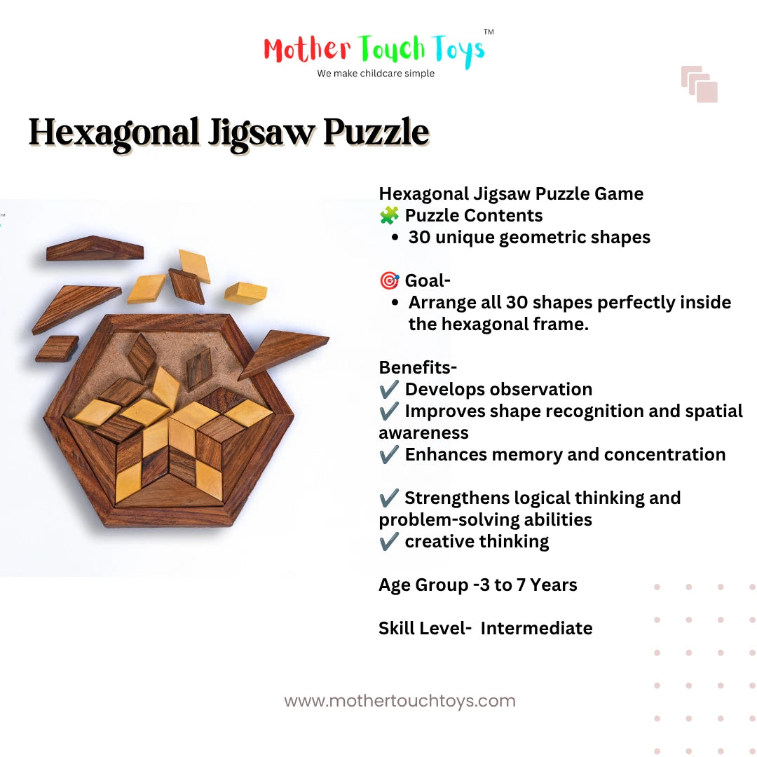 wooden hexagonal puzzle  mother touch toys
