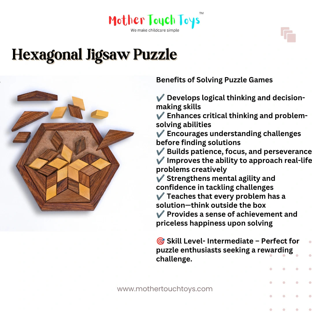 wooden hexagonal puzzle  mother touch toys