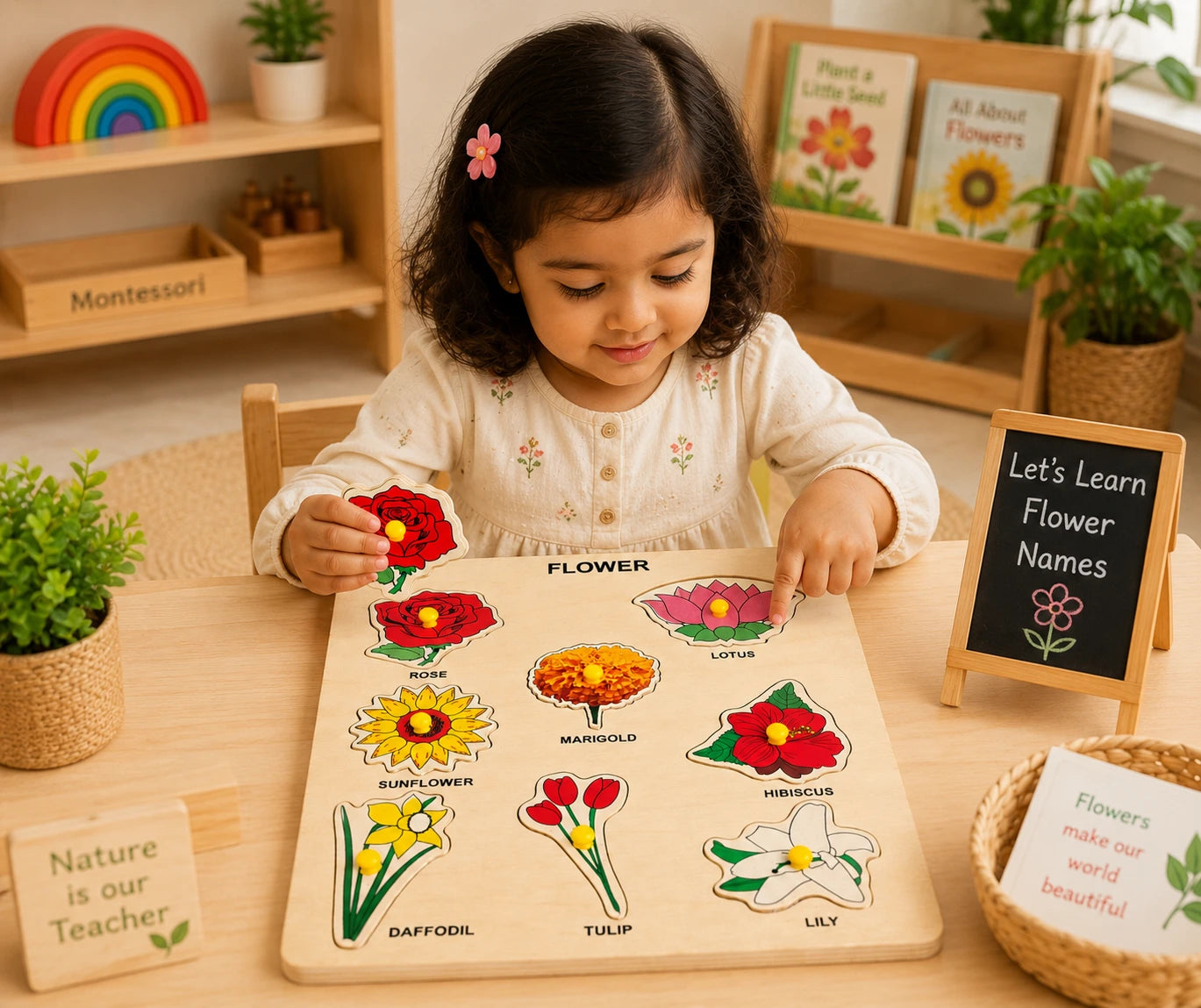 wooden flower_board for preschool children