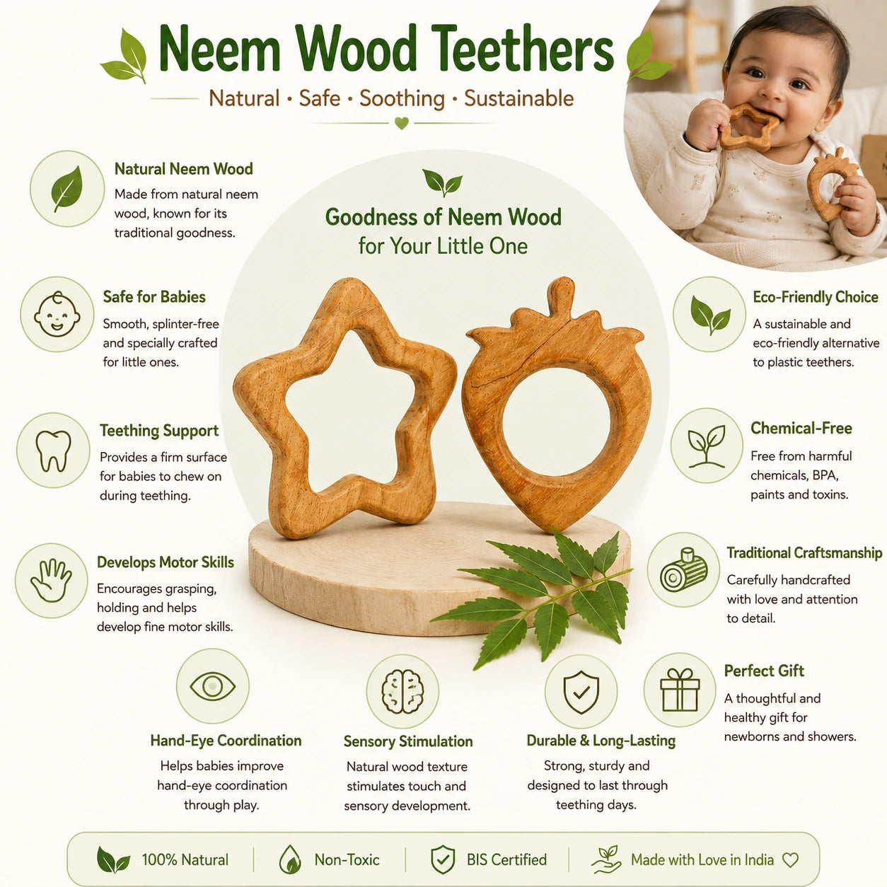 neem wood teether