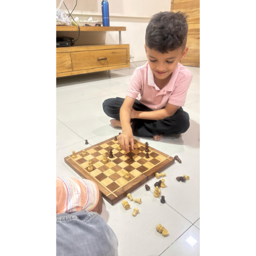 wooden chess game by mother touch toys