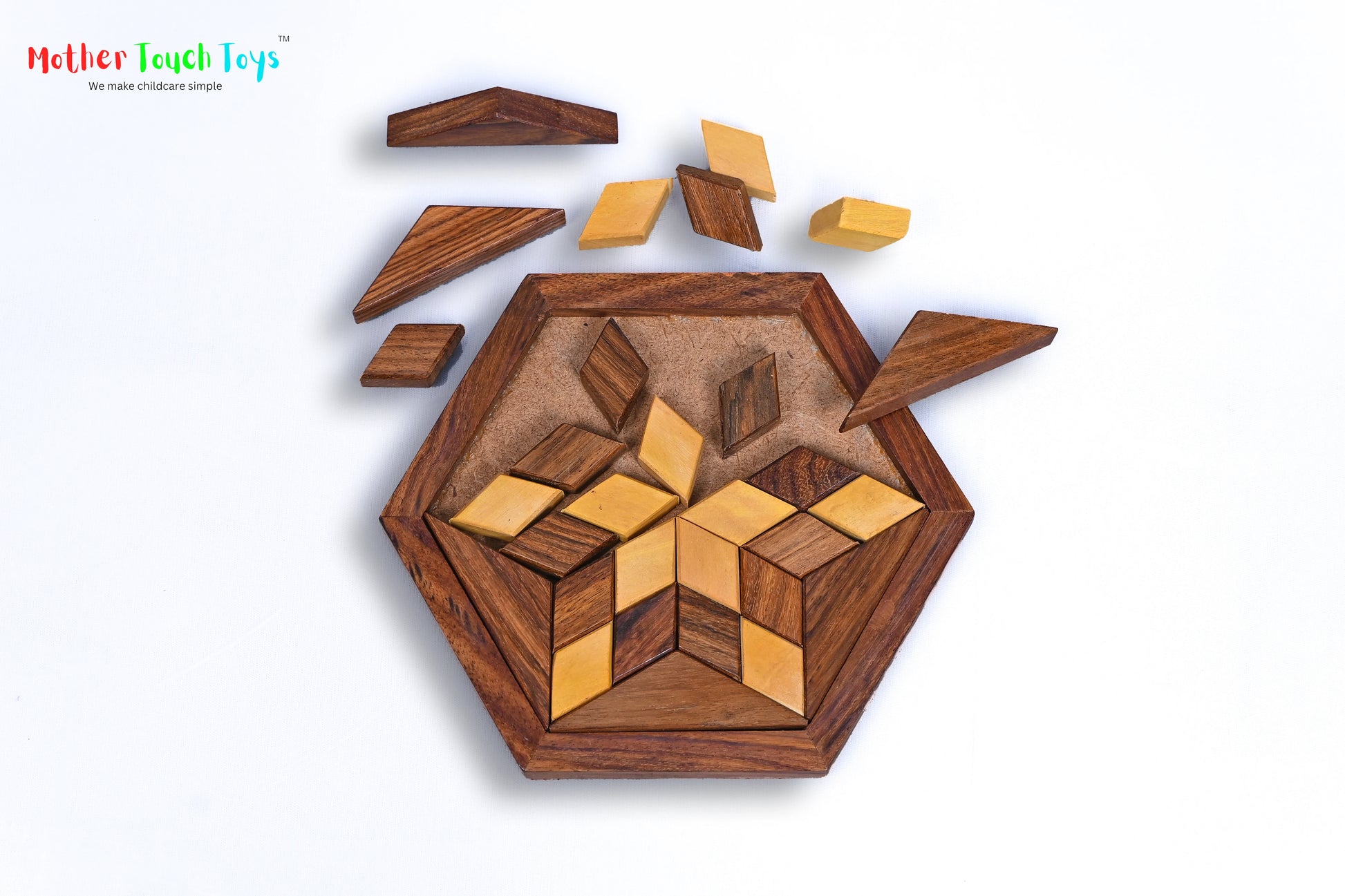 wooden hexagonal puzzle  mother touch toys